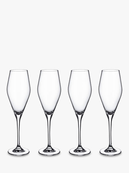 La Divina Champagne Glass Flute, Set of 4, 120ml, Clear
