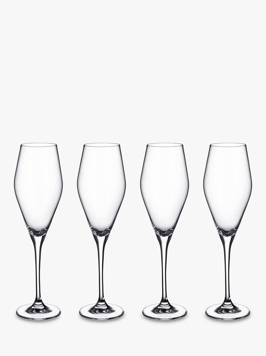 La Divina Champagne Glass Flute, Set of 4, 120ml, Clear