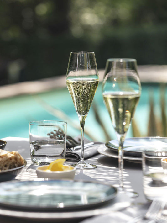 La Divina Champagne Glass Flute, Set of 4, 120ml, Clear