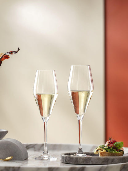 La Divina Champagne Glass Flute, Set of 4, 120ml, Clear